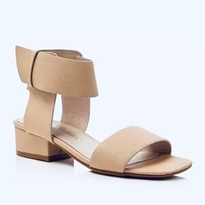 Matisse Womens Chantal Embossed Ankle Strap Low Heel Tan Leather Sandals Sz 7.5